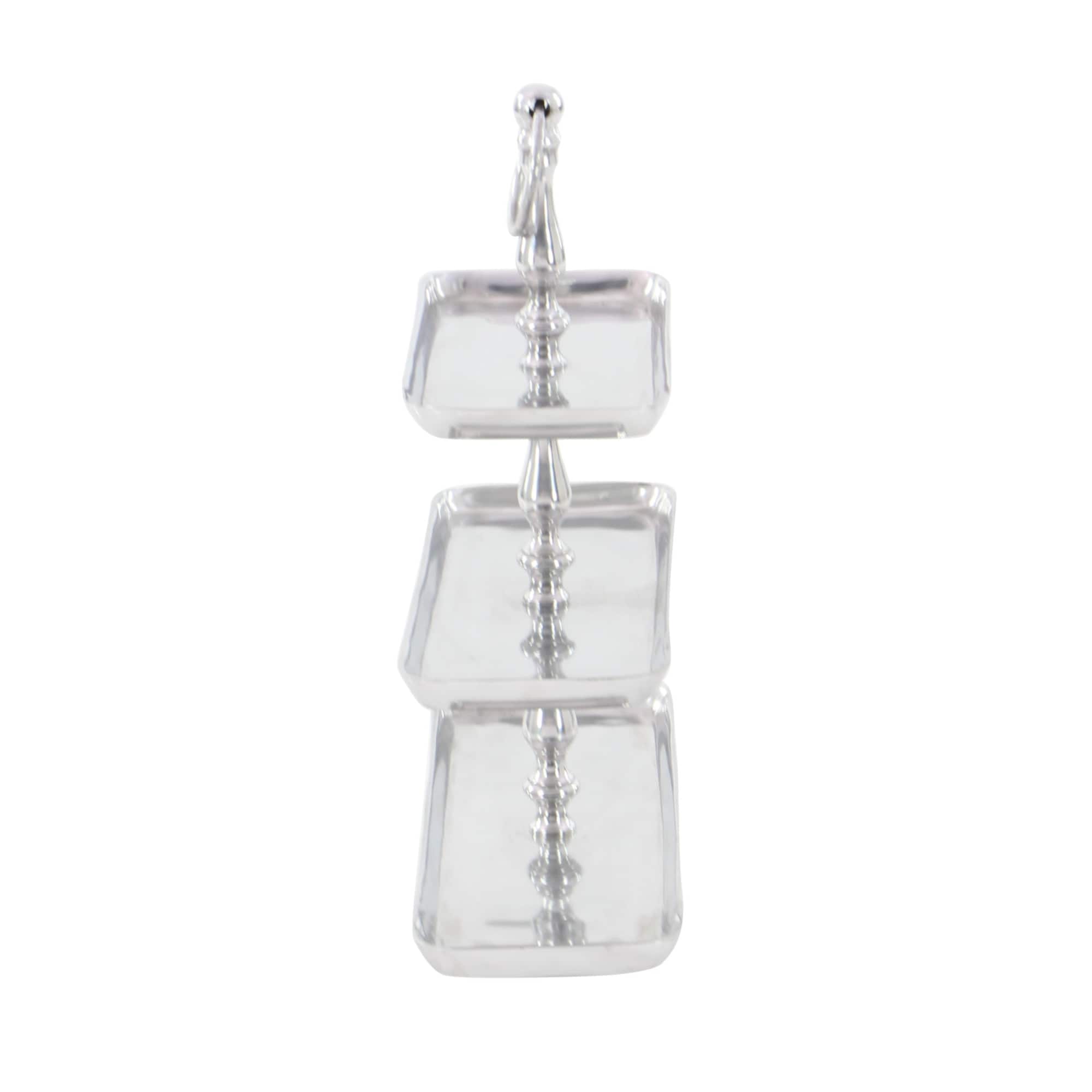 19" Silver Aluminum 3-Tier Tray Stand